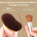 Extra Large Body Makeup Brush For Self Tanner, Leg Makeup &Bronzer Blend,75 mm Wide-headed Kabuki Brush Provides More Even &Pretty Application, Oval Face&Back Makeup Brush, Wet&Dry Use- Pink Rose Gold - Image 4