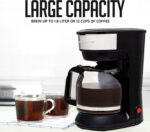 OVENTE 12-Cup Drip Coffee Maker with Borosilicate Glass Carafe, One-Touch Operation Machine, Anti-Drip System, Reusable Filter and Clear View Water Level Gauge, Ideal for Home or Office, Black CM412B - Image 3