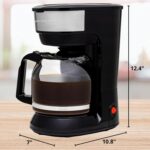OVENTE 12-Cup Drip Coffee Maker with Borosilicate Glass Carafe, One-Touch Operation Machine, Anti-Drip System, Reusable Filter and Clear View Water Level Gauge, Ideal for Home or Office, Black CM412B - Image 6