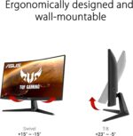 ASUS TUF Gaming VG27VH1B 27” Curved Monitor, 1080P Full HD, 165Hz (Supports 144Hz), Extreme Low Motion Blur, Adaptive-sync, FreeSync Premium, 1ms, Eye Care, HDMI D-Sub, BLACK - Image 7