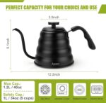 Tea Kettle with Thermometer Pot Black Stovetop Tea Kettle 40oz Gooseneck Kettle Teapot Pour Over Coffee Kettle with Thermometer,1200ml,6 Cup,Black,1Pack - Image 4