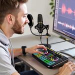 Podcast equipment bundle, with live sound card audio mixer, equipped with 3.5mm microphone, podcast microphone bundle for streaming content creation, recording, singing, and live broadcasting - Image 9