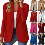 Blazers for Women Business Casual Button Work Office Jackets Blazer Open Front Long Sleeve Lapel Jacket Outfit - Image 4