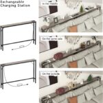 Tohomeor 5.9" Skinny Behind Sofa Console Table with Charging Station 47.2" Narrow Long Behind Couch Table with Power Outlets USB Ports Thin Entry Table for Entryway Living Room Hallway Retro Grey - Image 7