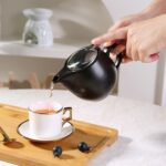 Small Ceramic Teapot With Stainless Steel Infuser, Heat Resistant, Perfect Tea Maker, Black, 350ml/12.0oz - Image 4