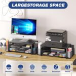 Desk Organizer and Accessories, 2-Tier Computer Monitor Stand Riser with Drawer and 2 Pen Holders, Office Desk Accessories for Office Supplies, Black - Image 5