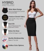 Hybrid & Company Women's Premium Nylon Ponte Stretch High Waist Pencil Suit Skirt Below Knee - Image 3