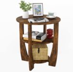 Round End Table with Storage Shelf,3 Tier Modern Side Table, Sofa Recliner Side Table,Accent Coffee Table,Nightstand for Living Room Bedroom for Small Spaces,19.7" D x 21.7" H - Image 2