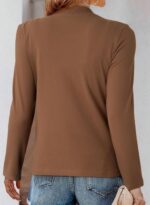 Dokotoo Womens Tops Business Casual Outfits Long Sleeve Shirts Mock Neck Twist Knot Slim Fit Soft Stretch Tees Blouses - Image 3