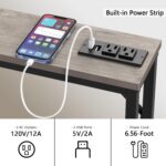 Tohomeor 5.9" Skinny Behind Sofa Console Table with Charging Station 47.2" Narrow Long Behind Couch Table with Power Outlets USB Ports Thin Entry Table for Entryway Living Room Hallway Retro Grey - Image 9