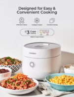 CUCKOO Rice Cooker 3 Cup Uncooked / 6 Cup Cooked, Modern Fuzzy Logic Rice Cooker Small with Delay Timer & Keep Warm Setting, Versatile Food Steamer for Cooking, Non-Stick Inner Pot, White (CR-0375FW) - Image 4
