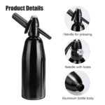AstraLoom Soda Siphon 1L Aluminum Sparkling Water Maker Machine, Portable Seltzer Maker with 8g CO2 Cartridge Connector(Not Included) for Home/Bar/Kitchen, Carbonated Drink Tool (Black) - Image 4