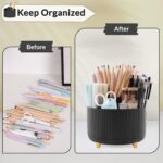 SKYDUE 360 Degree Rotating Desk Organizer, Dual-Purpose Pencil Pen Holder for Desktop, Rotating Desk Pen Organizer with 5 Slots, Office Supplies, Pencil Cup for Office, School, Home - Image 5