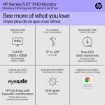 HP Series 5 27 inch FHD Monitor, Full HD Display (1920 x 1080), IPS Panel, 99% sRGB, 1500:1 Contrast Ratio, 300 nits, Eye Ease with Eyesafe Certification, 527sw (2024) - Image 3