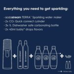SodaStream - Terra Sparkling Water Maker | VALUE BUNDLE | CQC CO2 system | Includes 2x CO2 Cylinders, 3x 32 Fl Oz Dishwasher Safe Bottles, 2x Bubly Flavor Drops | Combine with Flavors | Misty Blue - Image 4