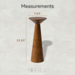 Farmhouse Tall Pedestal End Table Small Solid Wood Martini Table Plant Stand Modern Round Drink Table for Small Space Living Room, Walnut - Image 4