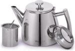 VeoHome Stainless Steel Tea Pot with Infuser - Keeps Heat Thanks to its Double Wall, Silver (0.5 Liter (17 oz))… - Image 2