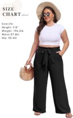 IWOLLENCE Women's Wide Leg Pants with Pockets High Waist Adjustable Knot Loose Casual Trousers Business Work Casual Pants - Image 5