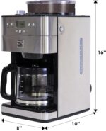 Kenmore Elite Grind And Brew Coffee Maker - Burr Grinding Ground Coffee Bean Hopper With Drip Pot, 12 Cup Programmable Automatic Brew Coffee Machine For Barista Style Cafetera, Use For Kitchen & Café - Image 8