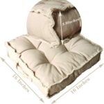 Verpert Square Thick Floor Seating Cushions,Solid Thick Tufted Cushion Meditation Pillow for Sitting on Floor,Tatami Pad for Guests or Kids Reading Nook,Yoga Living Room Sofa Balcony Outdoor (Beige) - Image 7