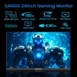 SANSUI 24 Inch Gaming Monitor 180Hz, DP 1.4 & HDMI 2.0 Ports High Refresh Rate Computer Monitor, Racing FPS RTS Modes, 1ms Response Time 110% sRGB (ES-G24F4, HDMI Cable Included) - Image 3
