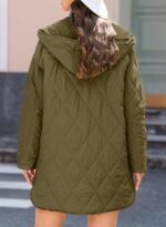 EVALESS Long Jackets for Women Fashion 2025 Winter Coat for Women Business Casual Diamond Quilted Hooded Lightweight Jackets - Image 5