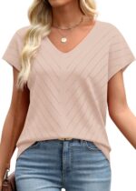 WIHOLL Short Sleeve Sweater for Women V Neck Trendy Summer Tops 2025 Beach Vacation Clothes Travel Business Casual Outfits - Image 4