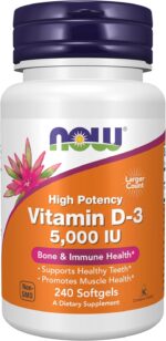 NOW Foods Supplements, Vitamin D-3 5,000 IU, High Potency, Structural Support*, 240 Softgels - Image 2