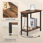 HOOBRO Wedge End Table with Charging Station, Recliner Wedge Side Table with Open Storage Shelves, Industrial Triangle Accent Table for Small Spaces, Corner, Living Room, Rustic Brown BF64UBZ01G1 - Image 8