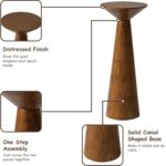 Farmhouse Tall Pedestal End Table Small Solid Wood Martini Table Plant Stand Modern Round Drink Table for Small Space Living Room, Walnut - Image 5