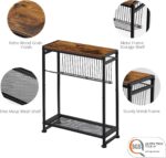 Small Side Table for Small Spaces - Slim End Table with Magazine Holder - 2 in 1 Design Narrow End Table Living Room - Skinny Bedside Table Nightstand Bedroom Thin Side Table, Rustic Brown - Image 7