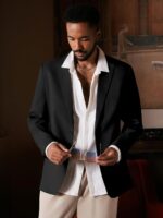 MAGE MALE Men's One Button Suit Jacket Elegant Solid Color Blazers Slim Fit Lightweight Sport Coats Blazer - Image 4