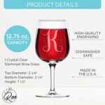Monogrammed A-Z Wine Gifts for Women - 12.75 oz Engraved Personalized Wine Glass- Funny Wine Lover Monogram Gifts for Women - Unique Wine Glasses Gift Set (K) - Image 3