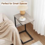 AMHANCIBLE C Shaped End Table Set of 2, Couch Tables That Slide Under, TV Tray Snack Table for Sofa, Small Side Table for Couch, Small Space, Living Room, Greige HET02CGY - Image 8