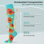 Floral Compression Socks for Women 20-30mmHg Knee High, Best for Ladies, Nurses, Pregnancy, Travel - Image 4