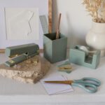 Aesthetic Desk Accessories Set - A Complete Desktop Organizer Set For Women Enhances Any Office Decor - An Office Supplies Kit w Gold Finish incl. Pen Holder, Scissors, Stapler, Tape Dispenser & More - Image 6