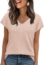 WIHOLL Short Sleeve Sweater for Women V Neck Trendy Summer Tops 2025 Beach Vacation Clothes Travel Business Casual Outfits - Image 2