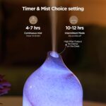 Essential Oil Diffuser Hand Blown Glass Aromatherapy Diffuser - Ultrasonic Cool Mist Scent Aroma Diffuser, Whisper Quiet with Auto Shut-Off, Timer Setting &7 Colors Night Light for Home - Image 5
