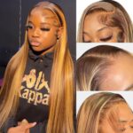 NARNI 30 Inch Honey Blonde Ombre Lace Front Wig Human Hair 180% Density 13x4 Highlight Lace Front Wigs Human Hair Pre Plucked 4/27 Straight HD Lace Frontal Wig Human Hair for Women with Baby Hair - Image 9