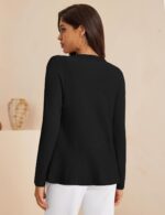 Women's Casual Open Front Sweater Long Sleeve Rib Knit Draped Cardigan - Image 5