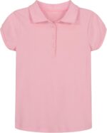 Nautica Girls' School Uniform Short Sleeve Polo Shirt, Button Closure, Soft Pique Fabric - Image 2