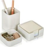 Aesthetic Desk Organizer Set of 3 For Your Office - Sturdy Concrete Desktop Accessories For Women or Men Enhance Any Office Decor - Set incl. Pen Holder, Paperclip Storage and Sticky Note Holder - Image 2