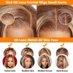 NARNI 30 Inch Honey Blonde Ombre Lace Front Wig Human Hair 180% Density 13x4 Highlight Lace Front Wigs Human Hair Pre Plucked 4/27 Straight HD Lace Frontal Wig Human Hair for Women with Baby Hair - Image 8
