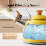 ROCKURWOK Tea Kettle, Tea Pot with Cool Touch Ergonomic Handle, Teapot Food Grade Stainless Steel, Tea Kettle Stovetop, Kettle Teapot, Whistling Tea Kettle, Small Tea Kettle, 1.6 Quart (Yellow) - Image 3