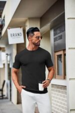 COOFANDY Mens Knit T-Shirts Casual Crewneck Short Sleeve Shirts Summer Tops Basic Pullover Tees - Image 4
