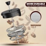 Utopia Kitchen 34 Ounce 1 Liter French Press Coffee Maker, Tea Maker, Travel Coffee Presses, Heat Resistant Thickened Borosilicate Coffee Pot for Camping Travel Gifts, Black Pack of 1 - Image 4