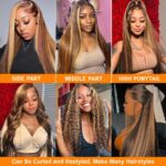 NARNI 30 Inch Honey Blonde Ombre Lace Front Wig Human Hair 180% Density 13x4 Highlight Lace Front Wigs Human Hair Pre Plucked 4/27 Straight HD Lace Frontal Wig Human Hair for Women with Baby Hair - Image 6