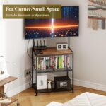 23 Inch to 50 Inch Floor Small Corner TV Stand with Storage Shelves for Living Room Bedroom, Universal Floor Television Stands with Mount, Brown TV Table Desk Shelf for Small Spaces,Patent Pending - Image 4