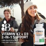 Bronson Vitamin K2 (MK7) with D3 Supplement Non-GMO Formula 5000 IU Vitamin D3 & 90 mcg K2 MK-7 Easy to Swallow D & K Complex, 250 Capsules - Image 4