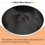 Black Mixed Brown Wig for Black Women 14 Inch Short Wavy Hair Wigs Curly Bob Wig with Bangs Wigs Shoulder Length Wigs for Black Women Bob Style Synthetic Heat Resistant - Image 8